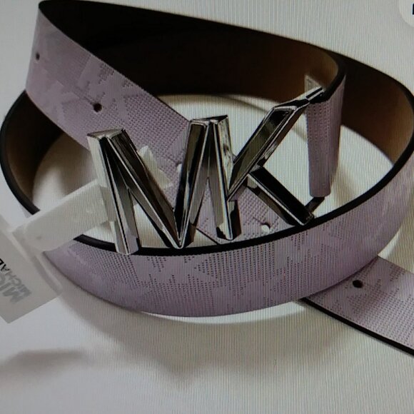 Michael Kors Buckle Silver MK Signature Embossed Violet  Belt main image 9
